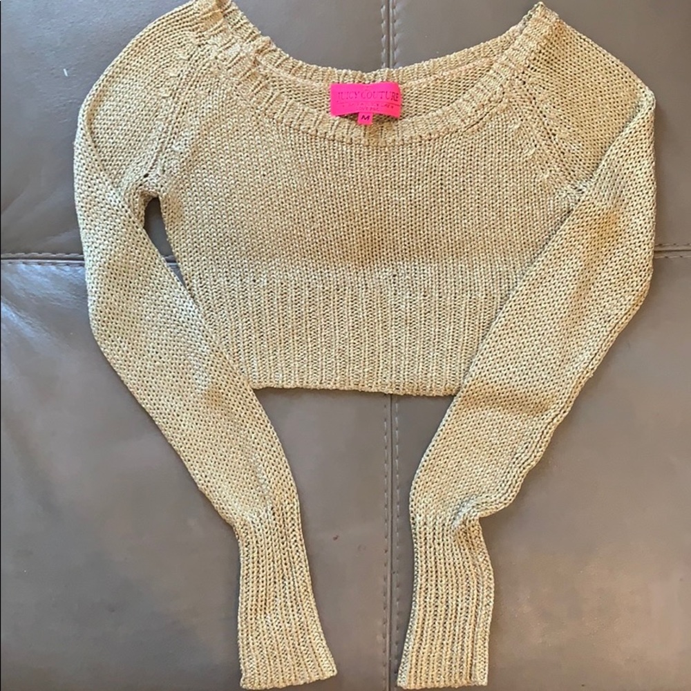 Juicy couture cropped metallic knitted sweater..amazing paired w white or black